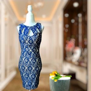 Modcloth Ark & Co. Blue Open Back Lace Dress Size S